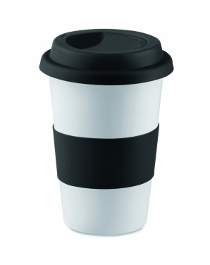 Logo trade promotional merchandise image of: Ceramic mug w/ lid and sleeve