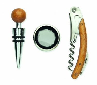 Logo trade promotional giveaways picture of: Wine set in bamboo box