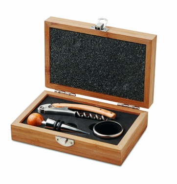 Logo trade advertising product photo of: Wine set in bamboo box