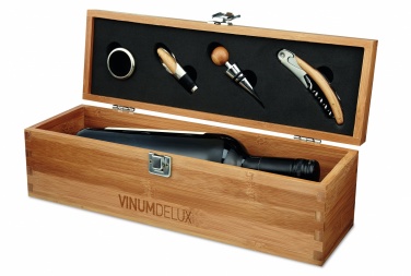 Logo trade business gifts image of: Wine set in bamboo box
