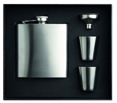 Logo trade promotional items picture of: Slim hip flask w 2 cups set