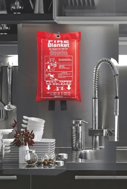 Logo trade business gift photo of: Fire blanket in pouch 100x95cm