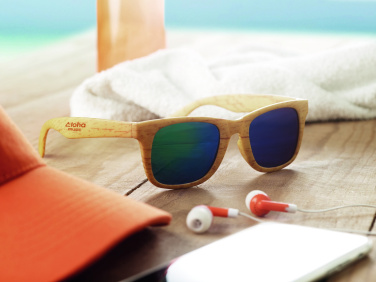 Logo trade promotional giveaways image of: Wooden look sunglasses MAARDU