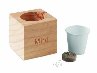 Logotrade promotional item picture of: Herb pot wood "MINT"