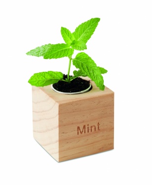 Logo trade advertising products picture of: Herb pot wood "MINT"