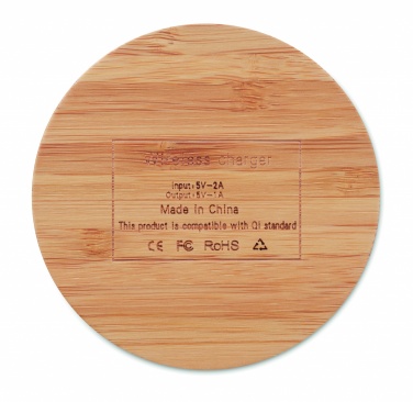 Logo trade promotional item photo of: Wireless charger bamboo 5W