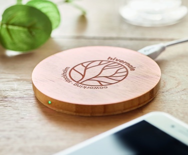 Logo trade business gifts image of: Wireless charger bamboo 5W