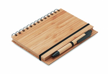 Logo trade promotional products image of: Bamboo notebook with pen lined BAMBLOC
