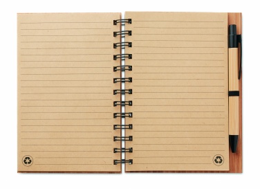 Logo trade promotional giveaways image of: Bamboo notebook with pen lined BAMBLOC