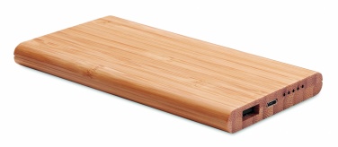 Logotrade promotional item image of: Wireless power bank in bamboo 6000mAh ARENA
