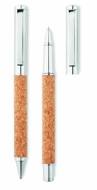 Logo trade promotional gifts picture of: Metal Ball pen set in cork box