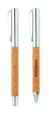 Logotrade corporate gift picture of: Metal Ball pen set in cork box
