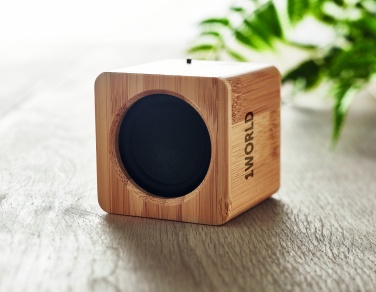 Logo trade business gifts image of: Bamboo wireless speaker