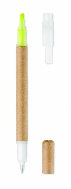 Logo trade promotional merchandise photo of: 2 in 1 carton pen highlighter