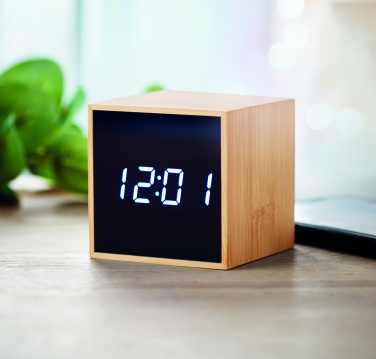Logo trade advertising products image of: LED alarm clock bamboo casing Dortmund