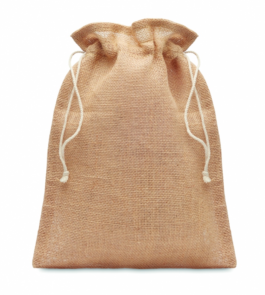 Logo trade corporate gifts image of: Small jute gift bag 14 x 22 cm