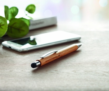 Logo trade corporate gift photo of: Bamboo ballpoint pen with blue ink