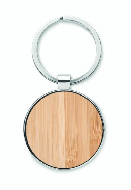 Logotrade promotional gift picture of: Round key ring metal bamboo Dobele
