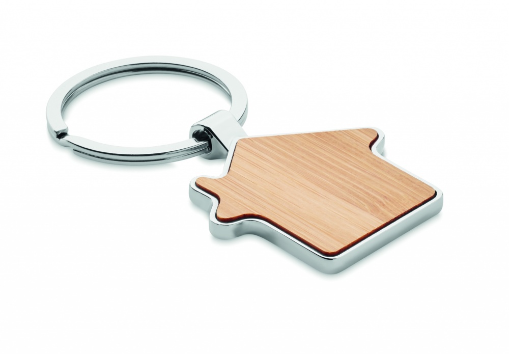 Logo trade advertising products picture of: House key ring metal bamboo NORDIC