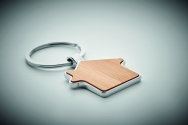 Logo trade promotional gifts image of: House key ring metal bamboo NORDIC