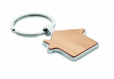 Logo trade promotional gifts image of: House key ring metal bamboo NORDIC