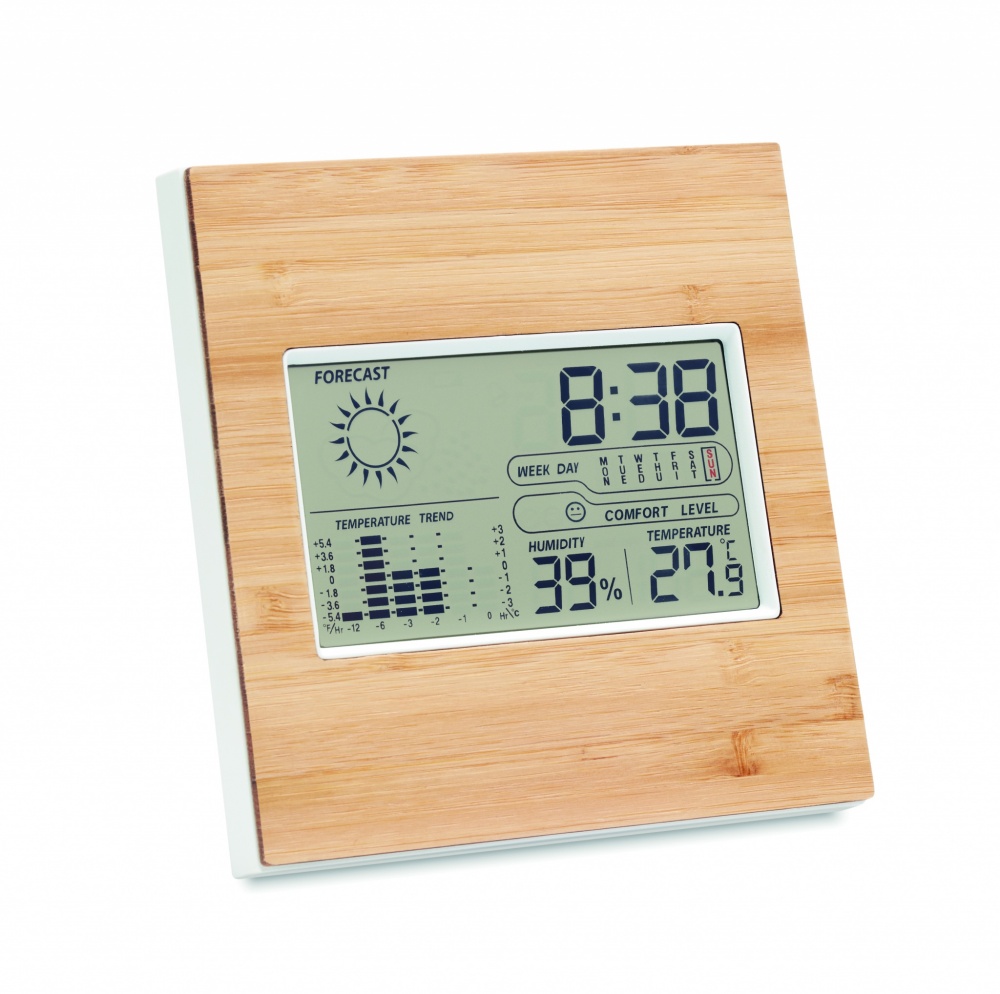 Logo trade promotional merchandise photo of: Weather station bamboo front TURKU
