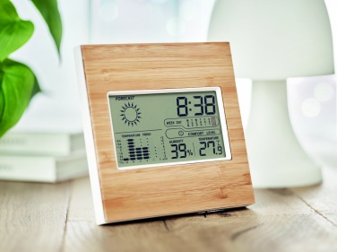 Logo trade advertising products image of: Weather station bamboo front TURKU