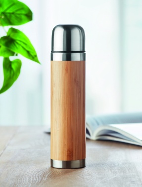 Logo trade promotional products picture of: Double wall bamboo cover flask 400ml CHAN BAMBOO