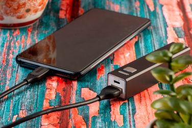 Logo trade corporate gifts picture of: Metal power bank PORT HOPE 2200mAh