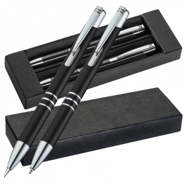 Logo trade promotional merchandise picture of: Metal writing set CLAREMONT