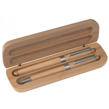 Logotrade promotional gift image of: Wooden writing set ballpen and roller INDIANAPOLIS