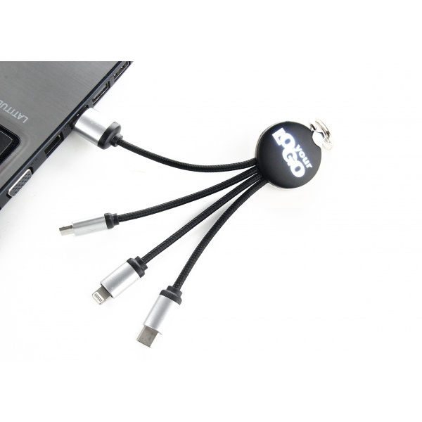 Logo trade promotional giveaways picture of: 3in1 cable with enlighted logo for engraving, RXD-368