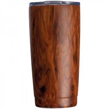 Logo trade business gifts image of: Stainless steel mug with wooden look COSTA RICA 550 ml