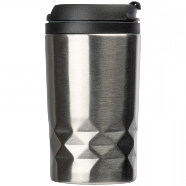 Logo trade business gifts image of: Stainless steel mug with lid ROMA 250 ml