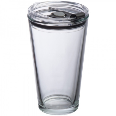 Logotrade promotional gift picture of: Glass mug with lid WATTENSCHEID 400 ml