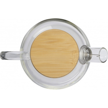 Logotrade promotional gift image of: Glass jug with bamboo lid FRANKFURT 1000ml