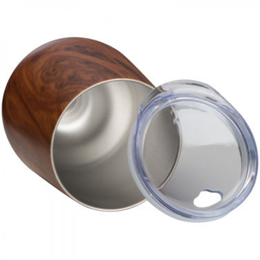 Logotrade promotional item image of: Stainless steel mug with wooden look BRIGHTON 380 ml