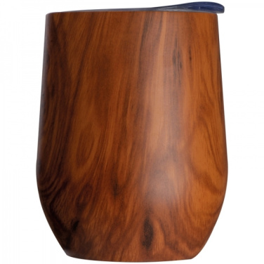 Logo trade promotional items image of: Stainless steel mug with wooden look BRIGHTON 380 ml