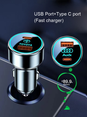Logo trade corporate gifts image of: Car charger with enlighted logo for engraving