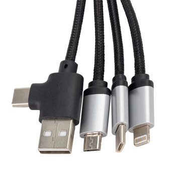 Logotrade promotional giveaway image of: 4-in-1 cable with elighted logo in a wooden casing, LH-ZMU05