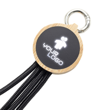 Logotrade promotional gift picture of: 4-in-1 cable with elighted logo in a wooden casing, LH-ZMU05