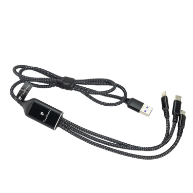 Logo trade advertising products image of: 3 in 1 cable with elighted logo Pierre Cardin