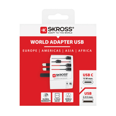 Logotrade promotional merchandise photo of: SKROSS World Travel Adapter MUV 2-pole with USB A and C