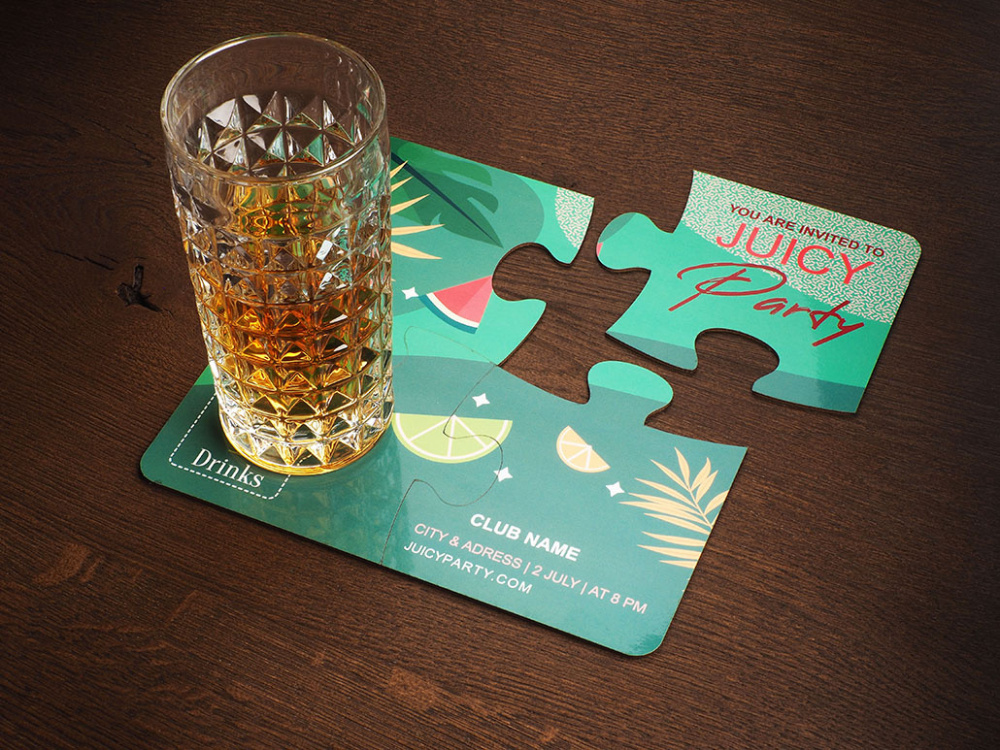 Logo trade promotional products picture of: Set of 4 PUZZLE glass coasters 1835117