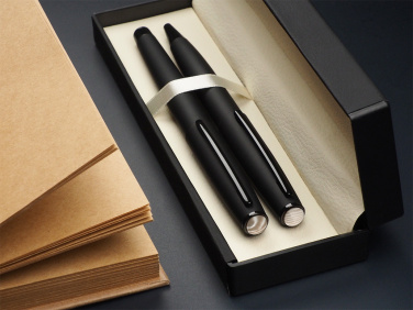 Logo trade promotional items image of: Striped Flint Pen set 1284036