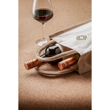 Logotrade promotional gift picture of: Jute Canvas Double Wine Bag