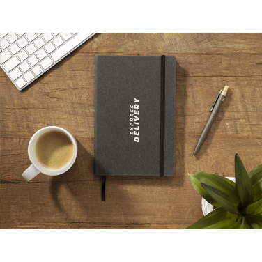 Logo trade promotional items image of: Montana Recycled Leather Paper Notebook A5