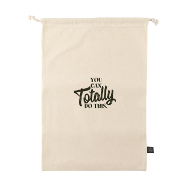 Logotrade promotional merchandise image of: Gift Pouch Natural GRS Recycled Cotton (150 g/m²) L
