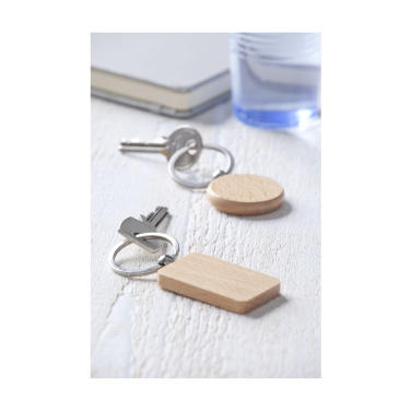 Logo trade promotional items image of: WoodKey Circle keychain
