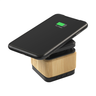 Logotrade promotional giveaways photo of: Bamboo Block Speaker with wireless charger